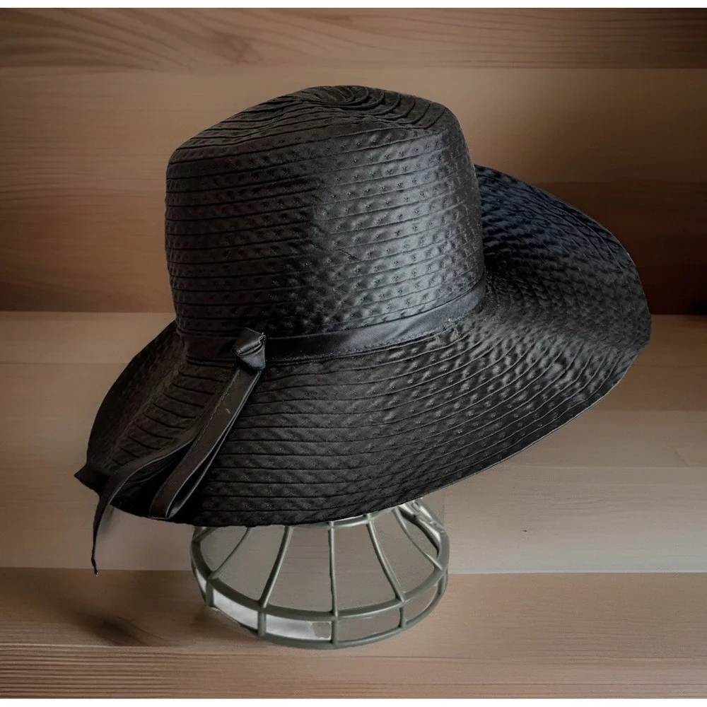 True Vintage Grosgrain Black Hat Pin M Brimmed Sun Cottage Boater Classic Iconic